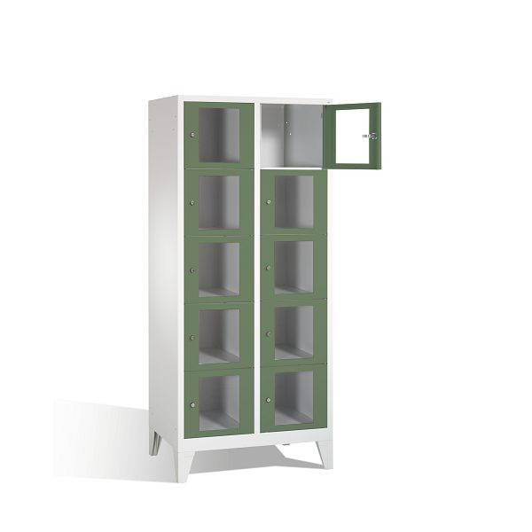 C+P lockerkast Classic, H1850xW810xD500mm, kleur: lichtgrijs / reseda groen, 8010A225 S10004