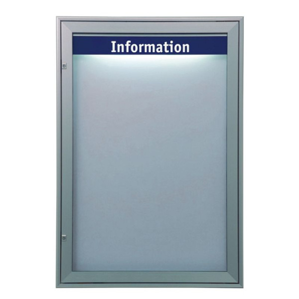 Stein HGS HGS vitrine -Infomedia M- met veiligheidsslot, wit, zilver geanodiseerd, 320mm/270mm, afmetingen (BxH): 750 x 1090 mm, 21416-010401