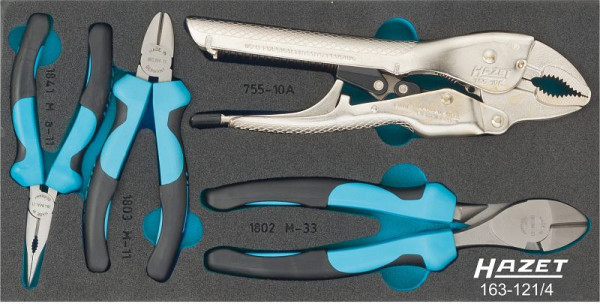 Hazet tangenset, aantal gereedschappen: 4, aantal gereedschappen: 4, totaal aantal gereedschappen: 4, reserveonderdeel: 163-121L, accessoires: 165-L, 163-121/4