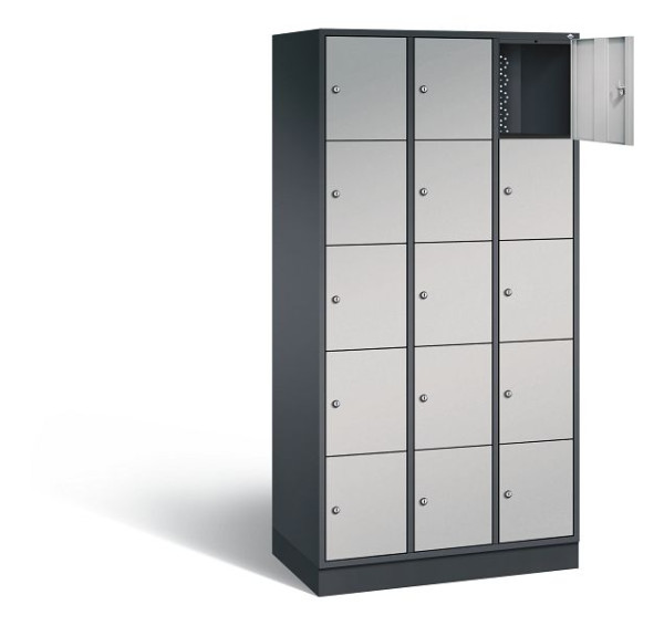 C+P lockerkast Intro, H1950xW920xD490mm, kleur: zwart-grijs/wit aluminium, 8570-301 S10125