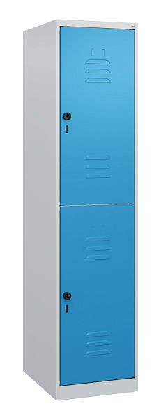 C+P Doppelstöckiger Spind Classic PLUS, 1700x400x500mm, 7035/5012, Drehriegel, 0803007-12 S10004