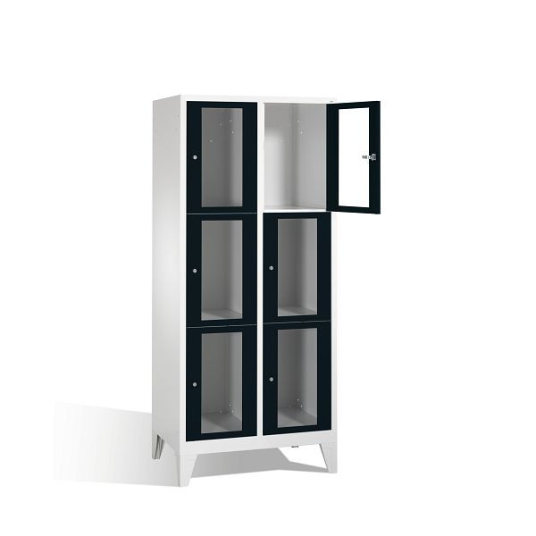 C+P lockerkast Classic, H1850xW810xD500mm, kleur: lichtgrijs / zwartgrijs, 8010A223 S10005