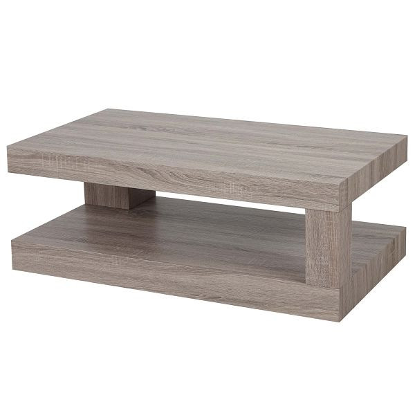 Mendler salontafel HWC-A32, woonkamertafel, 3D structuur, 40x110x60cm, donker eiken look, 59399+59400