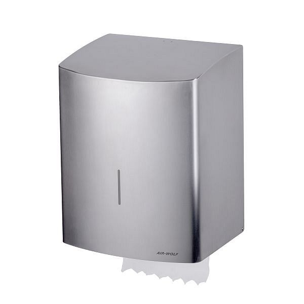 Air Wolf zelftappende handdoekroldispenser, Alpha-serie, H x B x D: 383 x 306 x 236 mm, geborsteld RVS, 60-152