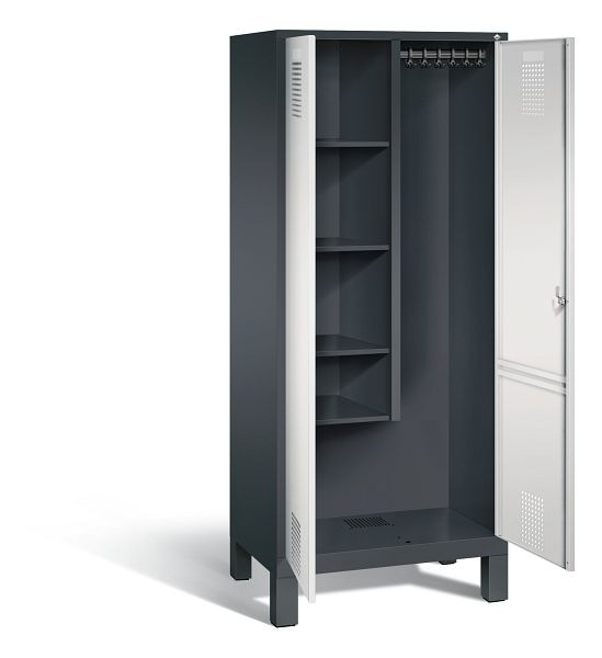C+P reinigingsmiddelenkast Evolo, H1850xW810xD500mm, kleur: zwartgrijs/lichtgrijs, 48110-02 S10078