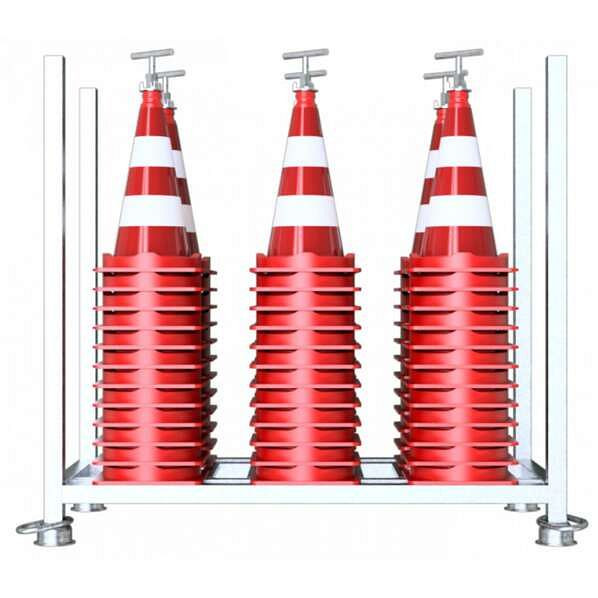 Schake verkeerskegelset bestaande uit: 1 x pallet voor verkeerskegels (art.nr. 3L5075-5), 72 x verkeerskegels (art.nr. 3L500TL), 3L500TL-SET
