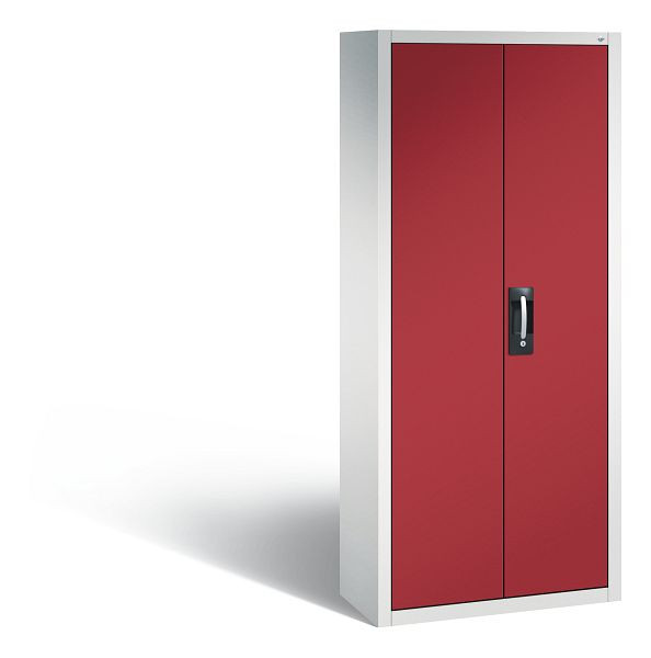 C+P Magazinschrank, H1690xB700xT300 mm, 17 Einlegeböden, 108 Sichtlagerkästen, Grau/Rubinrot, 133413-210 S10036