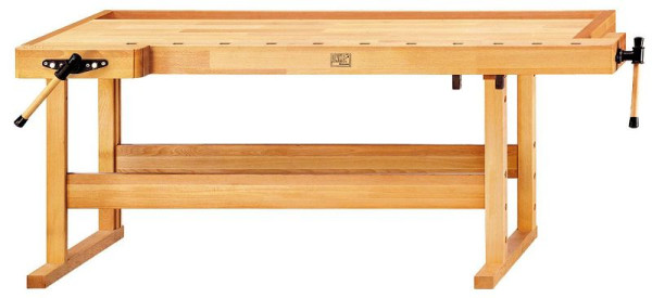 ANKE schaafbank; 2220x850x890 mm; Wingspan-voorste tang 155 mm, achterste tang 160 mm, middelzware uitvoering; voor de professional; met 1 paar rechthoekige bankhaken