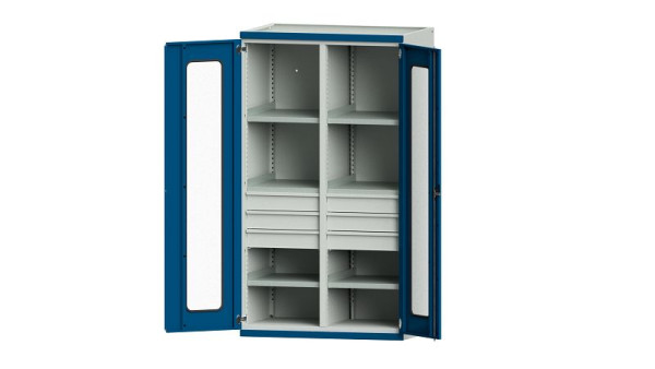ANKE werkbanken, zware kast, model 203, 1085 x 690 x 1950 mm, zichtvlak van plexiglas, RAL 7035/5010, 621.073