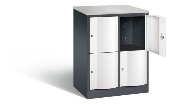 C+P lockerkast Resisto, H1077xB772xD540mm, kleur: zwartgrijs / verkeerswit, 8472-272 S10081