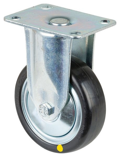 BS-wielen Zwaar apparatenwiel, breedte 32 mm, Ø100 mm, tot 80 kg, grijs rubber, elektrisch geleidend, kunststof wiellichaam, kogellager, plaat, C110.A89.100