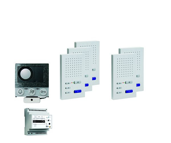 TCS audio:pack installatie voor 5 woonunits, met ingebouwde luidspreker ASI12000 + 5x handsfree speaker ISW3030 + control unit BVS20, PAIF050/004