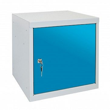 ADB waardevolle spullen locker cilinderslot, corpusafmetingen LxBxH 400x400x400 mm, corpuskleur: grijs/blauw, RAL 7035/5012, 41204