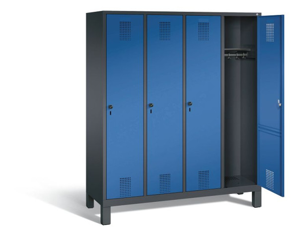 C+P garderobe Evolo, H1850xW1590xD500mm, kleur: zwartgrijs / gentiaanblauw, 48010-42 S10035