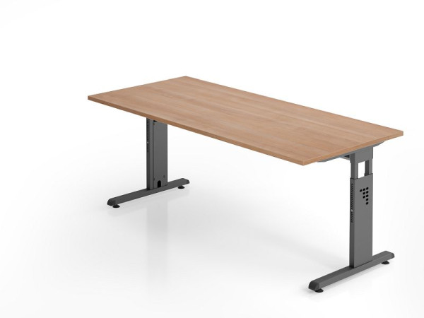 Hammerbacher bureau OS19, 180 x 80 cm, blad: walnoot, 25 mm dik, 2 mm ABS rand, rechthoekige vorm, VOS19/N/G
