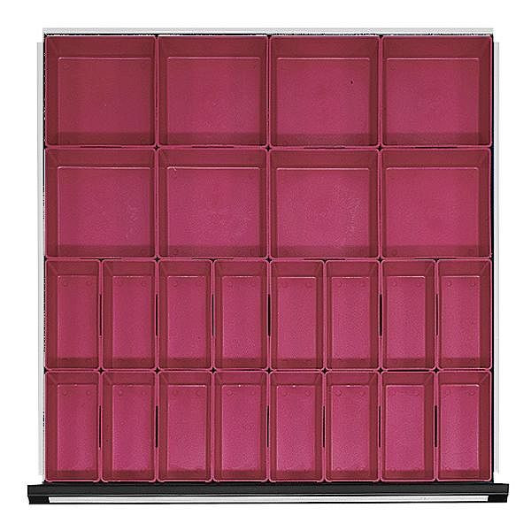ANKE dozen met kleine onderdelen; voor lade 600 x 600 mm (BxD); 8 stuks van 150 x 150 mm + 16 stuks van 75 x 150 mm