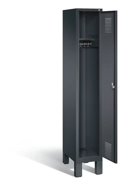 C+P Evolo kleerkast, H1850xB320xD500mm, kleur: zwart-grijs, 48010-10 S10374