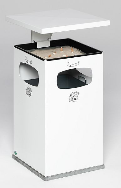 VAR afvalbak / asbak B 42 met beschermdak inclusief binneninzet, wit, 12211