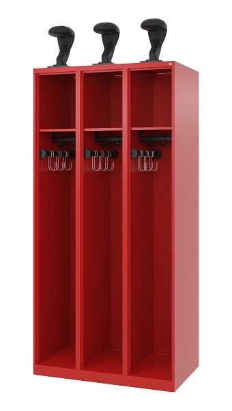 C+P Evolo brandweerkast, model EXPERT, 3 compartimenten, H1850B900T500 mm, Vuurrood, 0491015-30 S10005