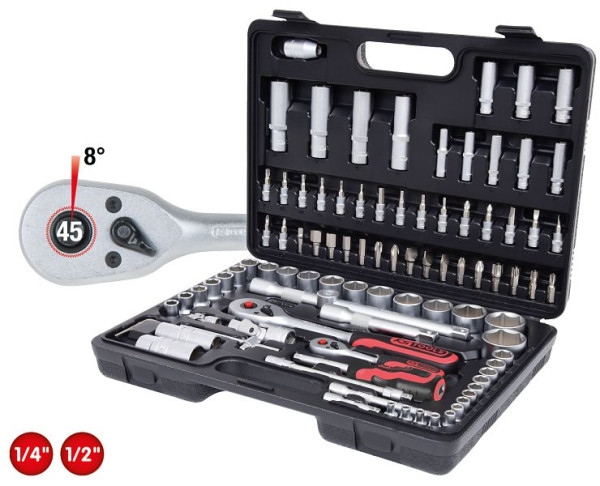 KS Tools 1/4"+1/2" dopsleutelset, 96-delig, 917.0796