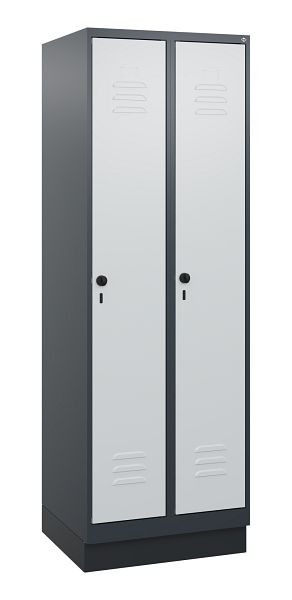 C+P Umkleidespind Classic PLUS, Sockel, 2 Abteile, 1800x600x500mm, 7016/7035, Drehriegel, 0800207-20 S10013