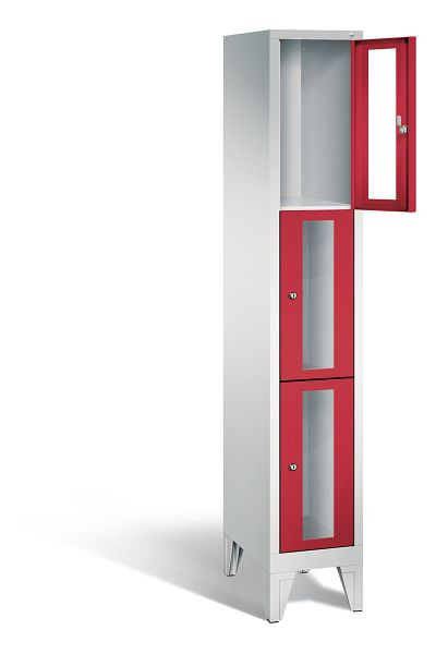 C+P lockerkast Classic, H1850xB320xD500mm, kleur: lichtgrijs / vuurrood, 8010A103 S10018