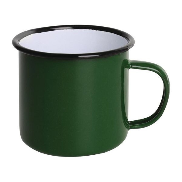 Olympia emaille mokken groen-zwart 35cl, VE: 6 stuks, DC396