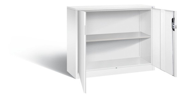 C+P kantoorkast Acurado, H1000xB1200xD400mm, kleur: verkeerswit, verzonken handgreep, 2 niveaus, 9466-1200 S10299