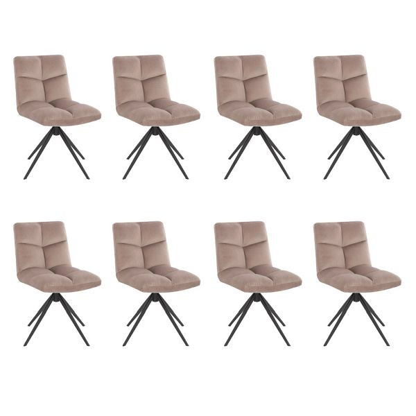 HOME DELUXE Draaibare eetkamerstoel set van 8 NODA – Fluweel lichtbruin, 50879