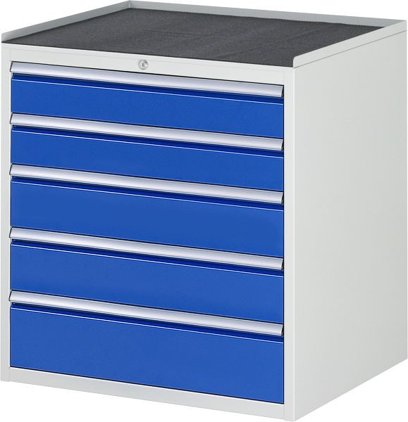 RAU ladekast serie 7000, metalen onderstel, 5 x lade maat XL 2xH120, 2xH150, 1xH180 mm, 770x825x650 mm, 03-XL5.11A-MT.11