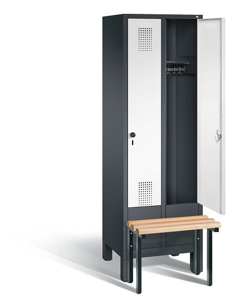 C+P garderobe Evolo, H1850xW610xD815mm, kleur: zwartgrijs / verkeerswit, 48030-20 S10132