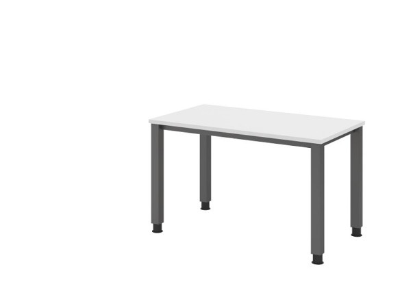 Hammerbacher bureau QS612, 120 x 67 cm, blad: wit, 25 mm dik, 4-poots frame in grafiet (vergelijkbaar met RAL 7012), werkhoogte 68,5-81cm, VQS612/W/G