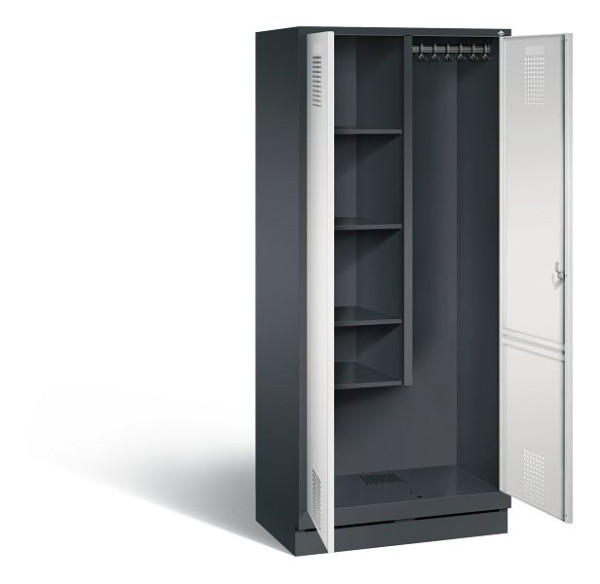 C+P reinigingsmiddelenkast Evolo, H1800xW810xD500mm, kleur: zwartgrijs/lichtgrijs, 48120-02 S10130