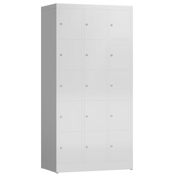 Lüllmann ClassiX lockerkast, 3 compartimenten met elk 5 compartimenten, 1800 x 870 x 500 mm, lichtgrijs, X-520530