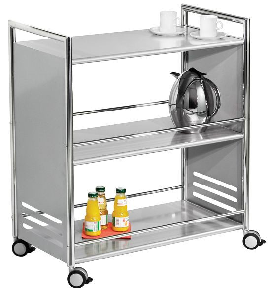 Kerkmann Artline serveerwagen, B 700 x D 400 x H 840 mm, aluminium zilver/chroom, 14337114