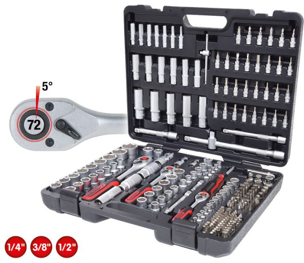 KS Tools 1/4"+3/8"+1/2" dopsleutelset, 195-delig, 917.0795