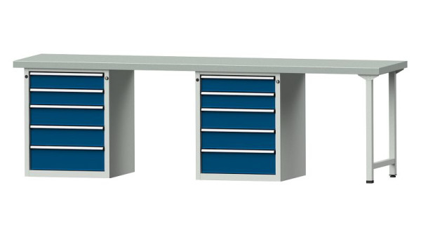ANKE werkbanken combinatie werkbank, model 915 V, 2800 x 700 x 850 mm, RAL 7035/5010, ZBP 50 mm, 415.142