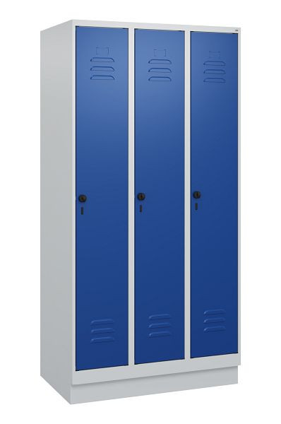 C+P luierkluis Classic PLUS met middenwand, bodem, 3 vakken, 1800x900x500mm, 7035/5010, veiligheidsdraaigrendel, 0800207-30F S10003