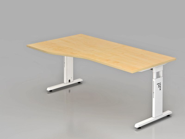 Hammerbacher bureau C-poot 180x100/80cm esdoorn/wit, werkhoogte 65-85 cm, VOS18/3/W
