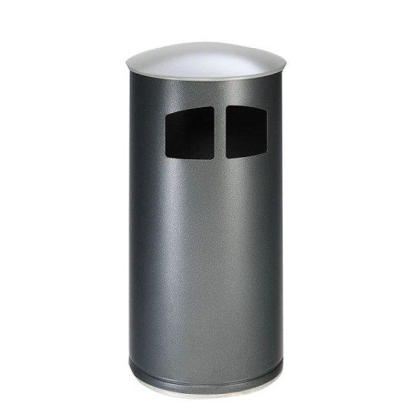 Stenen HGS afvalbak -Cubo Filipa-, met asbak en dak (zilver), antiek zilveren bak, 32734