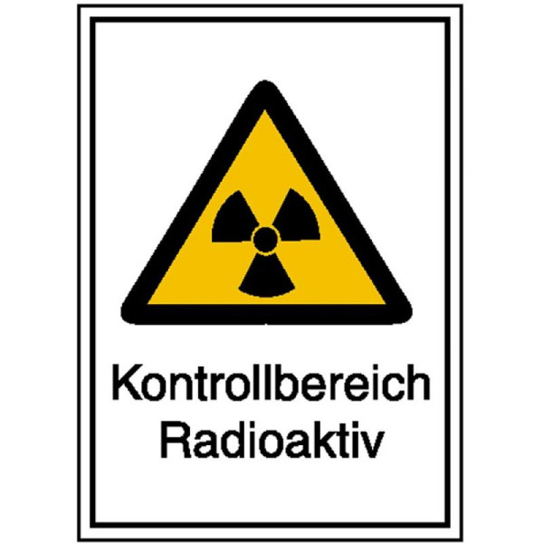 Stein HGS HGS stralingsbeschermingsbord met waarschuwingsbord en extra tekst, radioactief controlegebied, 148 x 210 mm / kunststof, weerbestendig, 43.2083