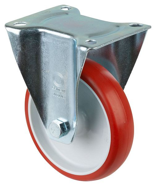 BS rollen transportrol, wielbreedte 35 mm, wiel-Ø 150 mm, draagvermogen 240 kg, polyurethaan rood, wiellichaam kunststof, rollager, plaat, L410.B31.150
