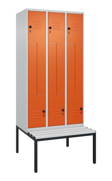 C+P Z-Spind Classic PLUS, met onderbank, 6 vakken, 2120x900x815mm, 7035/2004, draaigrendel, 0800537-306 S10062