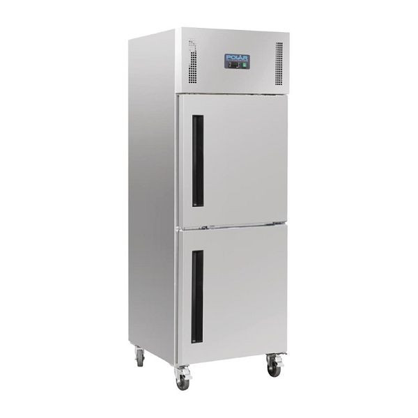 Polar koelkast RVS met gedeelde deur 600L, CW193