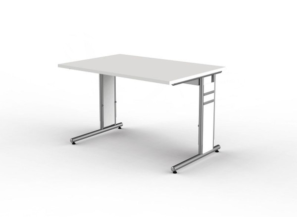 Kerkmann bureau met C-pootframe, vorm 4, B 1200 x D 800 x H 680-820 mm, wit, 11410010