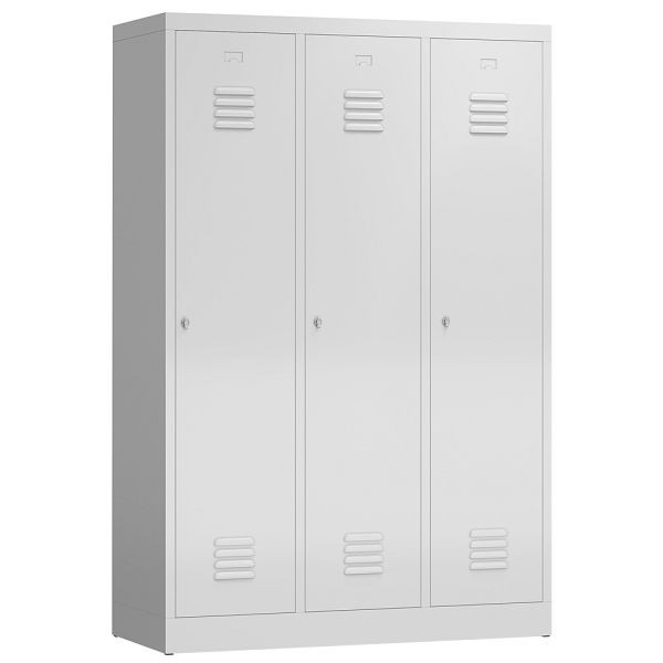 Lüllmann ClassiX kledingkast, 3 compartimenten met zwart-wit scheiding, 1800 x 1185 x 500 mm, lichtgrijs, X-515130