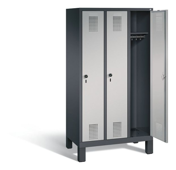 C+P schoollocker Evolo, H1650xW900xD500mm, kleur: zwart-grijs/wit aluminium, 480106-30 S10024