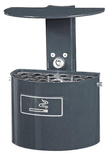Renner halfronde asbak met deksel, geschikt voor wand- en paalmontage, thermisch verzinkt en gepoedercoat, antracietgrijs, 7070-00PB 7016