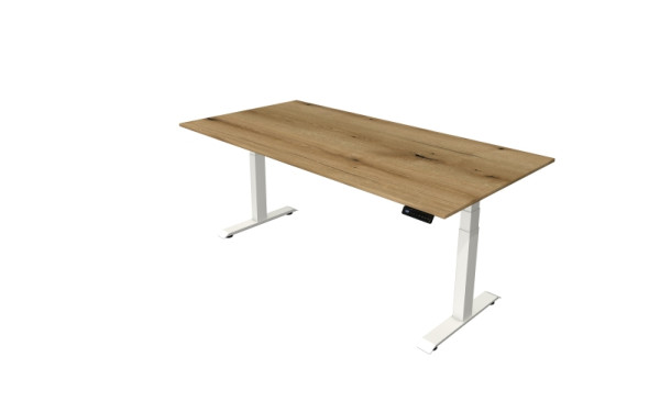 Kerkmann sta-/zittafel Move 4 nieuw 200 x 100 cm frame wit, tafelblad eiken, 10090955