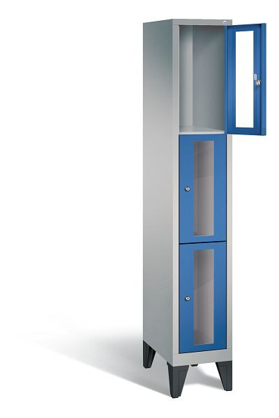 C+P lockerkast Classic, H1850xB320xD500mm, kleur: wit aluminium / gentiaanblauw, 8010A103 S10010